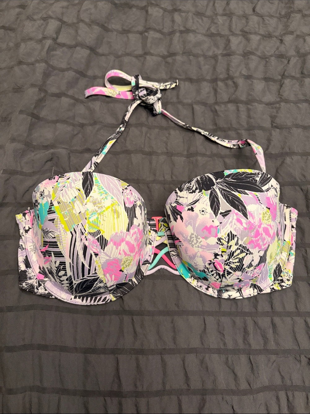 Victoria's Secret Floral Underwire Halter Bikini Top - Pink Multi